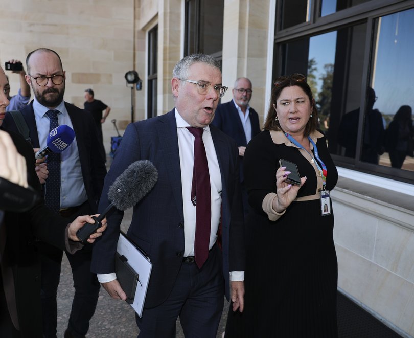 Senator Murray Watt pictured arriving at Parliament House in Perth.