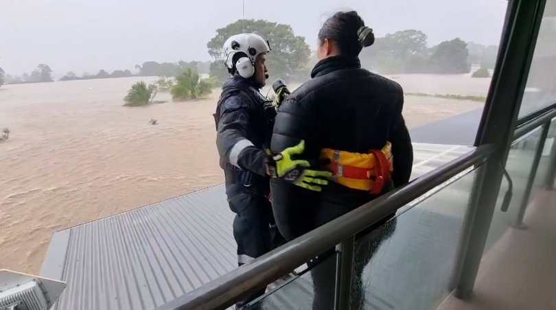 Glenthorne woman Holly Pillotto being collected by a NSW Police Rescue helicopter.