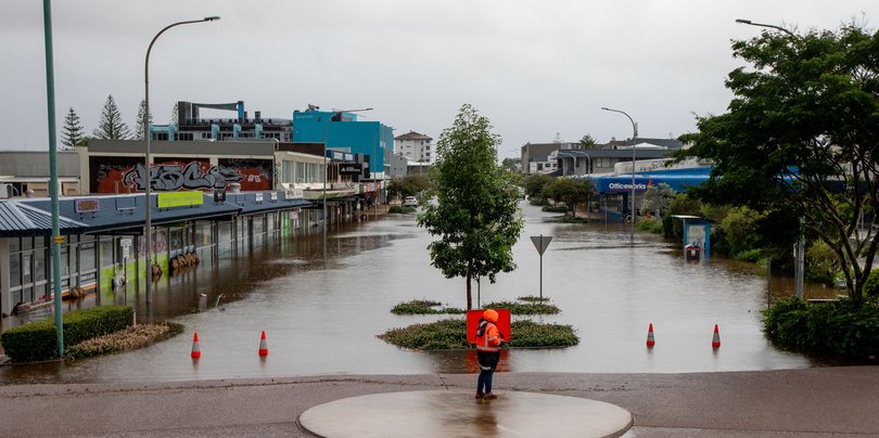 Flooding is seen around Short Street in Port Macquarie, New South Wales, Thursday, May 22, 2025.