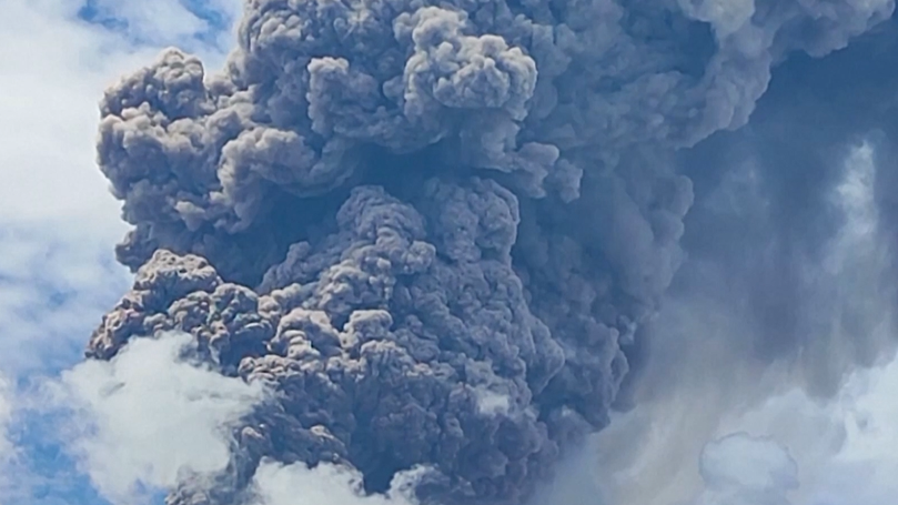 An ash cloud from the Mount Lewotobi Laki-laki volcano after it erupted.
