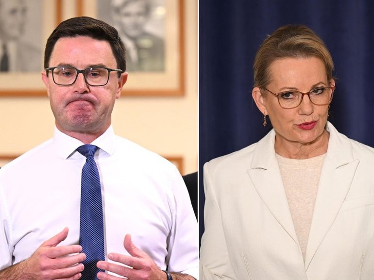 David Littleproud and Sussan Ley have re-entered negotiations in a bid to mend the coalition. (Lukas Coch/AAP PHOTOS)