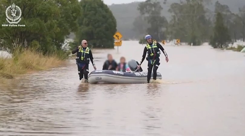 NSW Water Police carry out a rescue in Taree.