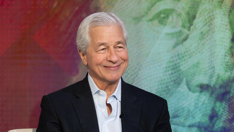 NEW YORK, NEW YORK - APRIL 09: CEO of JPMorgan Chase, Jamie Dimon visits "Mornings With Maria" with Maria Bartiromo at Fox Business Network Studios on April 09, 2025 in New York City. (Photo by Noam Galai/Getty Images) Noam Galai