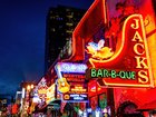 The neon signs of blues clubs on Beale Street in downtown Nashville.