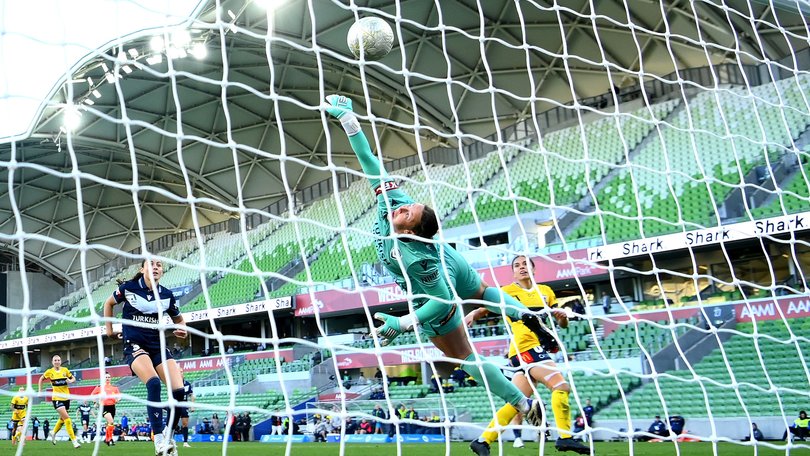 A small crowd watches last Sunday’s A-League Women’s GF.