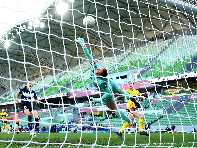 A small crowd watches last Sunday’s A-League Women’s GF.