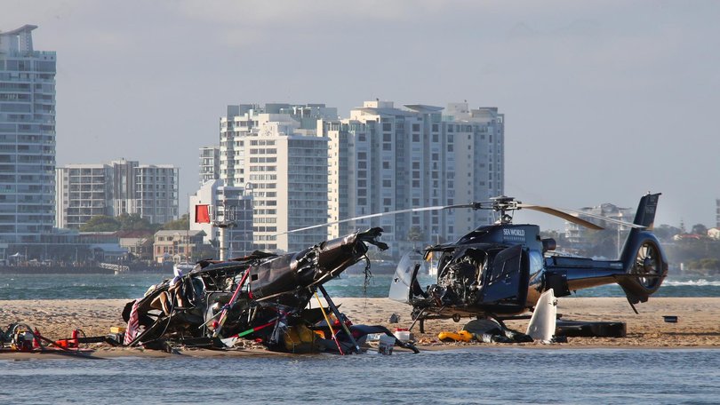 One helicopter was taking off and the other was landing when the collision occurred. Picture: NewsWire / Glenn Hampson