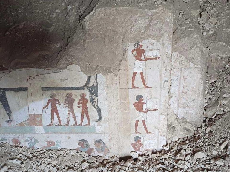 Hieroglyphs adorn the graves of senior statesmen in the Dra' Abu al-Naga necropolis area in Luxor. (AP PHOTO)
