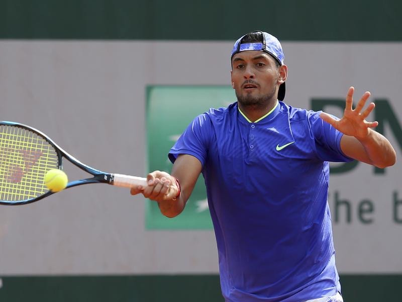 Nick Kyrgios, here at the 2017 French Open, has pulled out of his 2025 return with a new injury. (AP PHOTO)