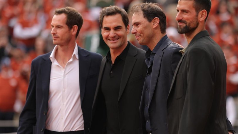 Novak Djokovic with Andy Murray, Roger Federer and Rafael Nadal in Paris.