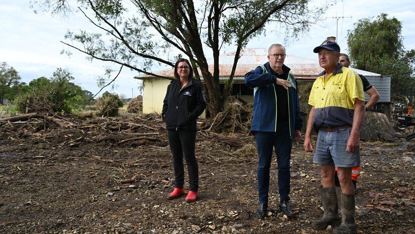 Anthony Albanese with Taree dairy farmer Milton Johnson. 