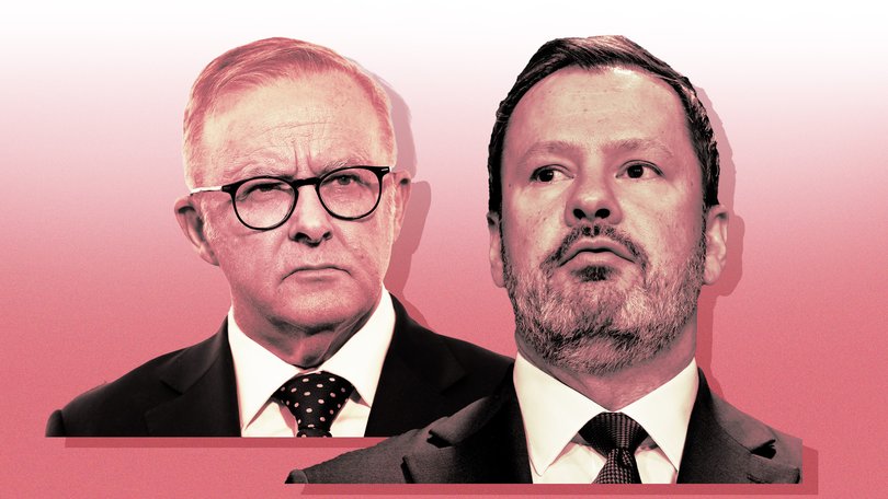Ed Husic and Anthony Albanese. 