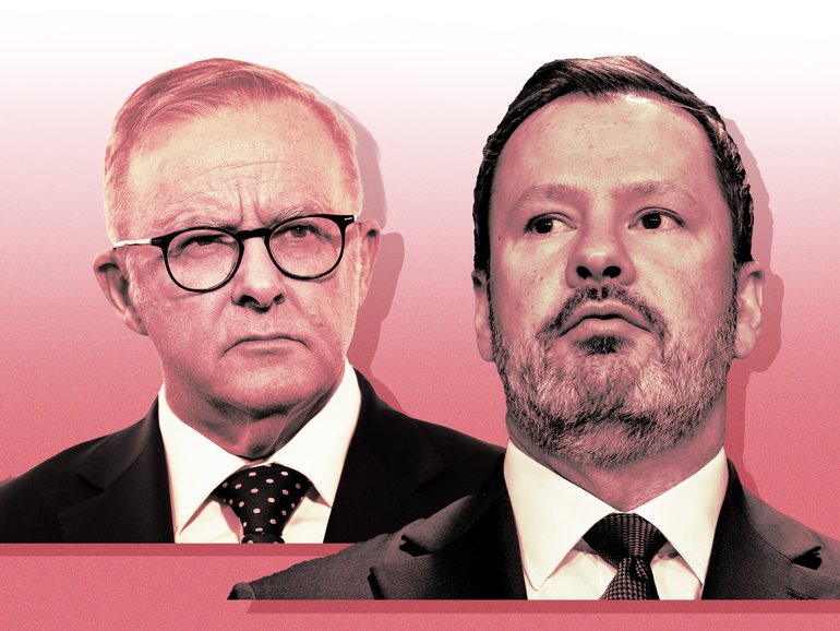Ed Husic and Anthony Albanese. 