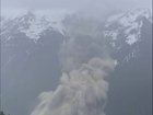 An avalanche from the Birch glacier covers buildings in Blatten, Switzerland, 28 May 2025. A number of houses were destroyed in the village of Blatten, but no casualties have been reported, according to authorities. Unknown