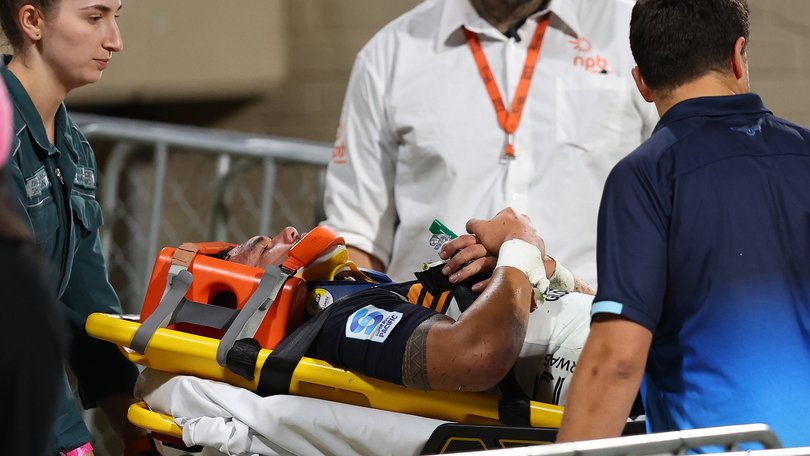 Noah Lolesio is stretchered from the field.