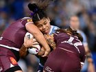 Blues' Sarah Togatuki (C) has been praised for playing on following the death of her sister. (Dan Himbrechts/AAP PHOTOS)