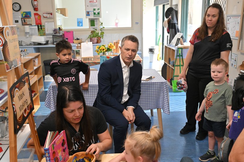 Minister for Education Jason Clare at a childcare centre in Jerrabomberra, NSW, in January.