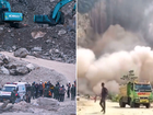 Rescuers are searching for victims after a quarry collapsed in West Java province, Indonesia.