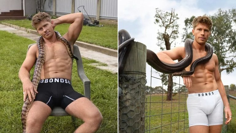 Crikey! Robert Irwin flaunts his muscular physique as he strips down to underwear for a racy set of ads