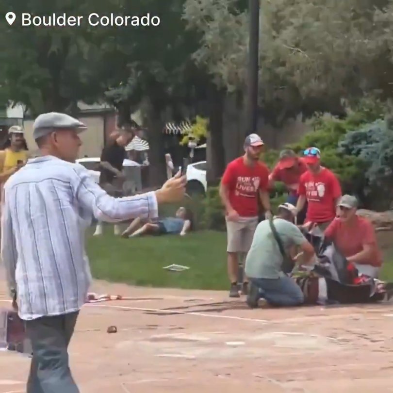 Shocking video and images from the scene showed several victims laying motionless on the ground beside Israel flags.