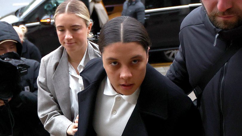 Sam Kerr arriving at court in Febraury.