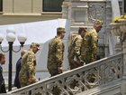 Members of a Ukrainian delegation met Russian representatives for peace talks in Istanbul. (AP PHOTO)