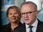 Dorinda Cox announced her move to Labor alongside Anthony Albanese at a press conference in Perth.