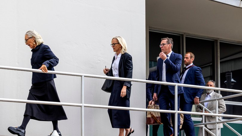 Rupert Murdoch's children Prudence Murdoch, Elisabeth Murdoch, and James Murdoch arrive for a probate court hearing in Reno, Nevada, Sep. 17, 2024.