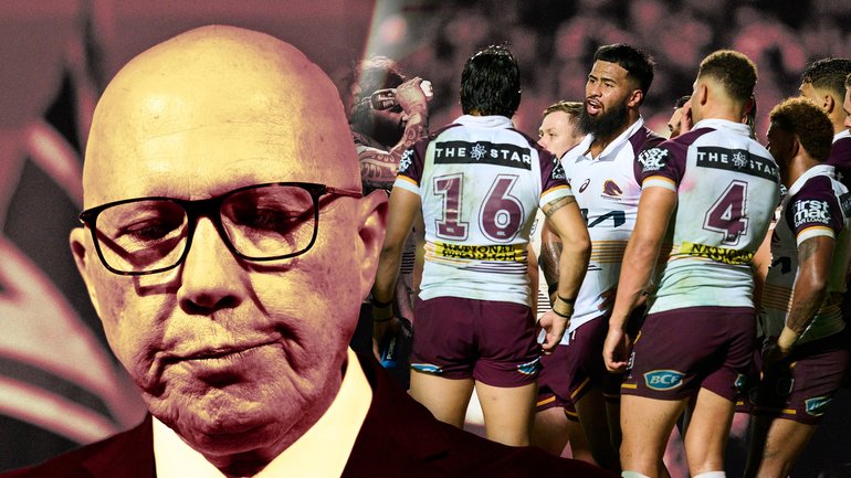 Peter Dutton and the Broncos on Saturday night.