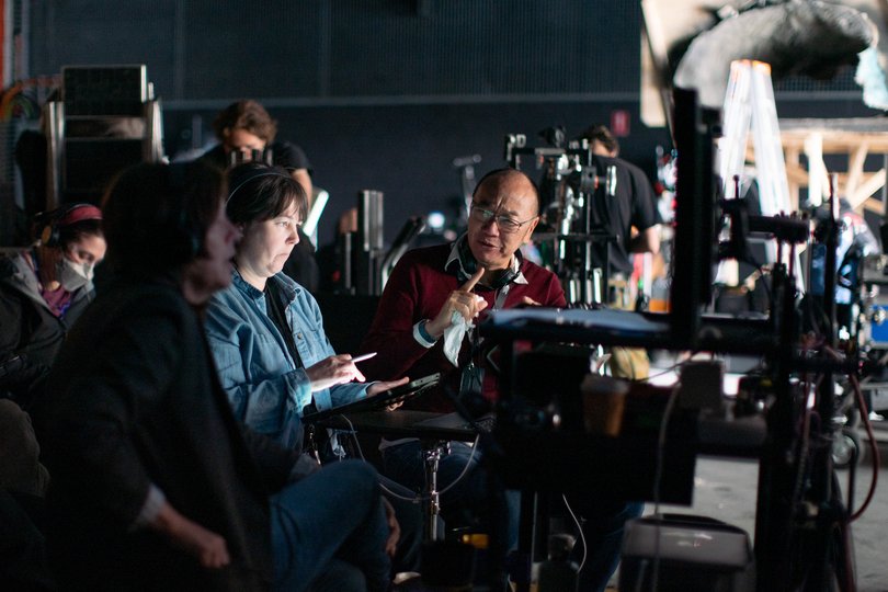 Tony Ayres on the set of The Survivors.