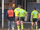 Umpires leave the field after Coldstream’s clash with Upper Ferntree Gully in the Eastland Football League.