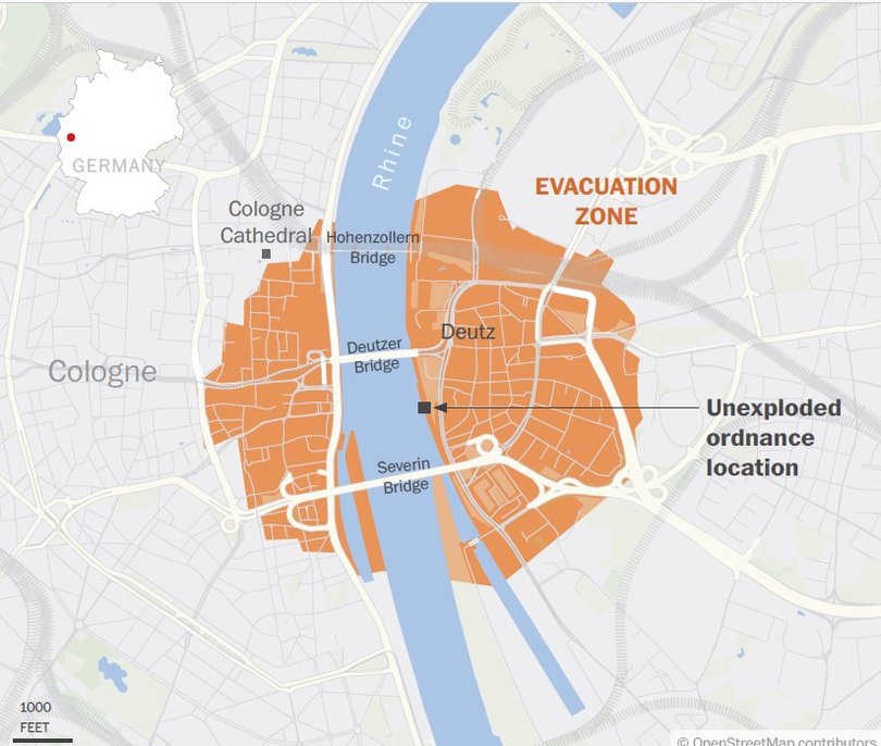 Three unexploded World War II bombs prompted Germany’s largest evacuation since the war.