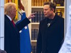 President Donald Trump and Elon Musk (R) speak before departing the White House on his way to his South Florida home in Mar-a-Lago in Florida on March 14, 2025.