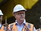 MELBOURNE, AUSTRALIA - NewsWire Photos JUNE 05, 2025: Prime Minister Anthony Albanese speaks at a press conference after touring the North East Project road tunnel under Melbourne. NewsWire / Andrew Henshaw