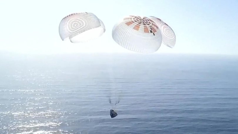 SpaceX's Dragon capsule carrying four space tourists splashed down in the Pacific Ocean. (AP PHOTO)