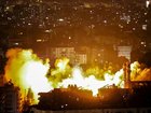 Smoke and fire errupt from the site of an Israeli airstrike on Beirutâs southern suburbs on June 5, 2025. 