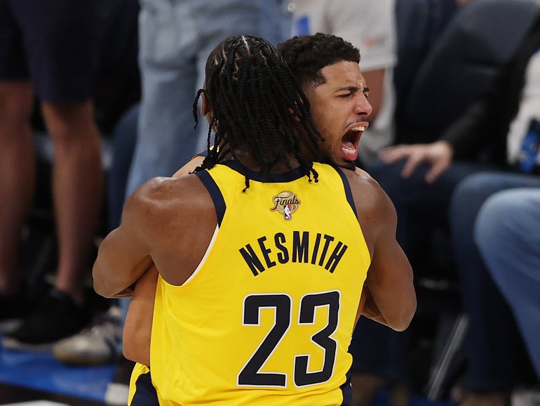 Tyrese Haliburton hit the match-winning shot for the Pacers in the first game of the NBA playoffs.