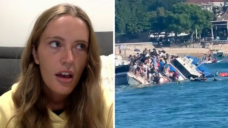 Aussie tourist Megan Hughes has recounted the terrifying moment she was forced to abandon a capsized boat in Bali.