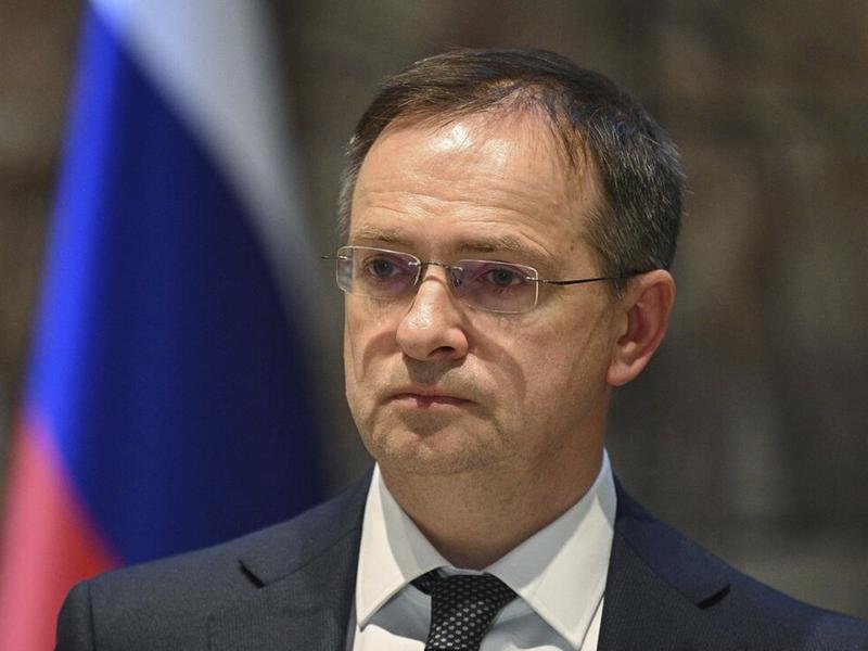 Vladimir Medinsky says Russia is waiting to begin a negotiated prisoner exchange with Ukraine. (AP PHOTO)