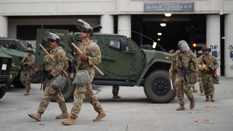 National Guard troops have arrived in Los Angeles amid escalating tensions between federal agents and protesters demonstrating against immigration raids.