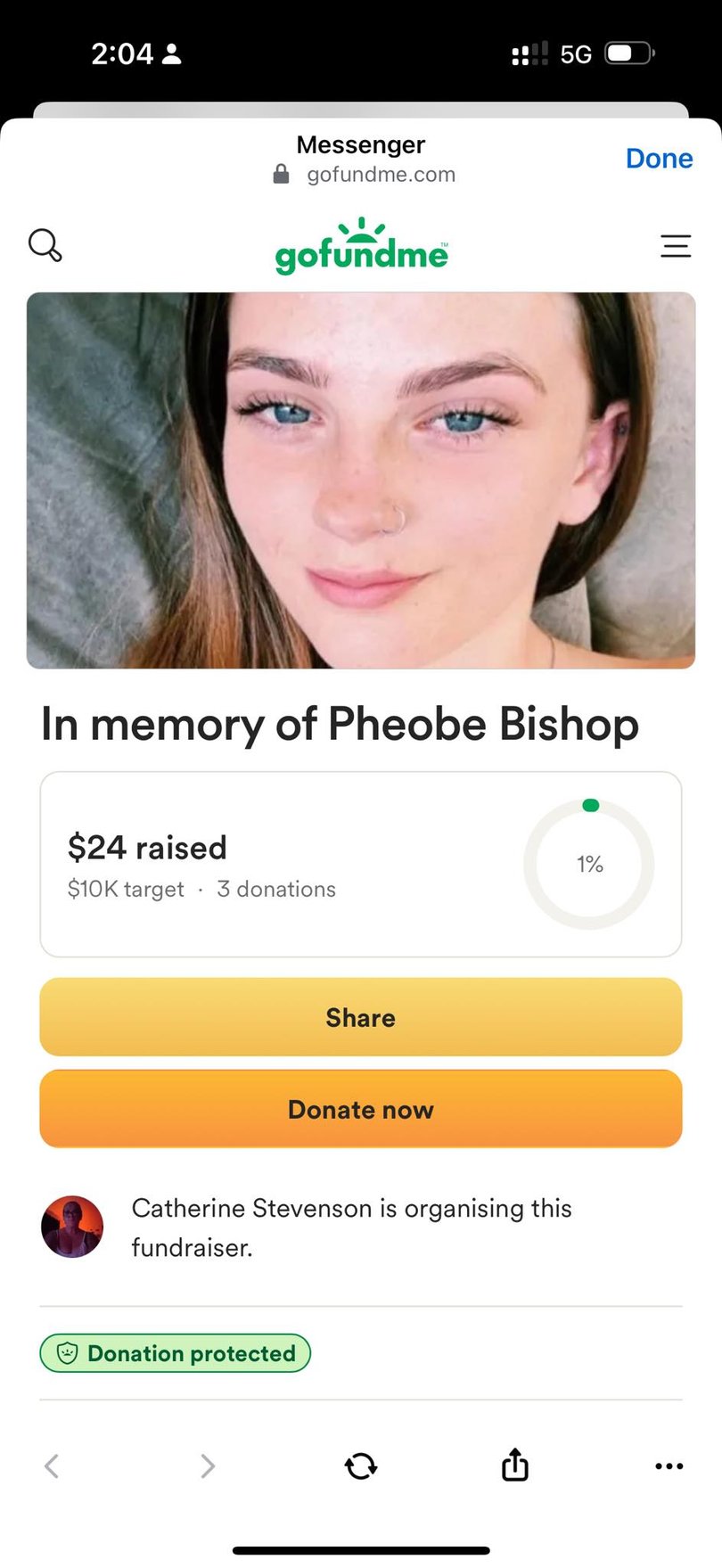 Kylie Johnson shared the unsupported GoFundMe page on her Facebook.