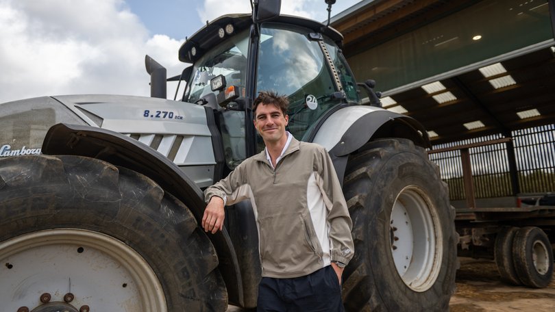 Pat Cummins during a visit to Jeremy Clarkson's Diddly Squat farm.