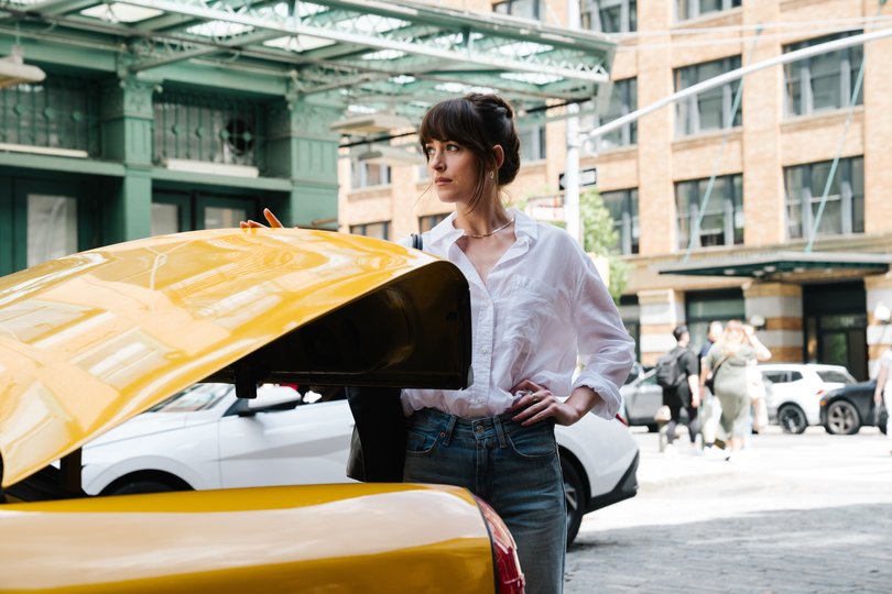 Dakota Johnson in a scene from Materialists.