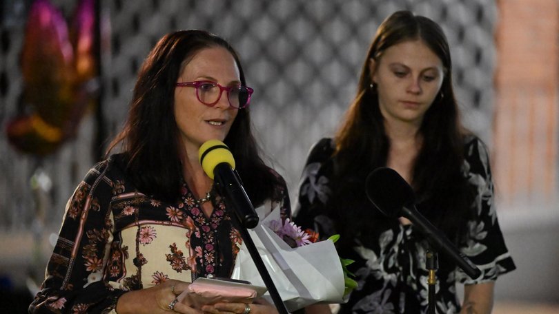 Pheobe’s mother Kylie Johnson and sister Kaylea spoke at the vigil. NewsWire / Paul Beutel
