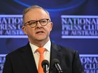 Prime Minister Anthony Albanese addresses the National Press Club in Canberra, Tuesday, June 10, 2025.