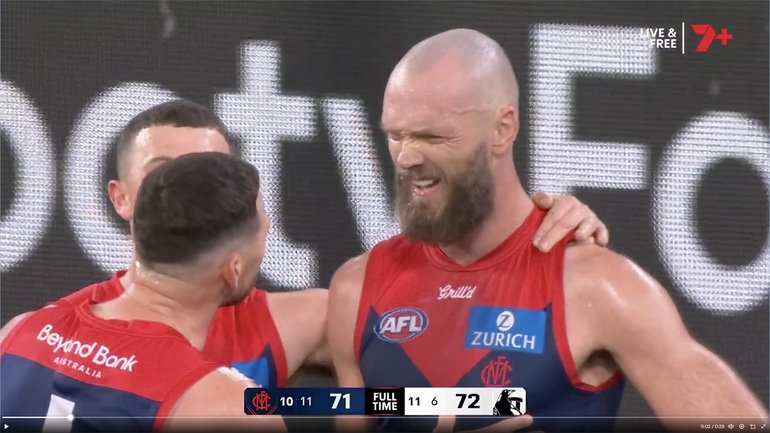 Max Gawn and Steven May’s fiery exchange.