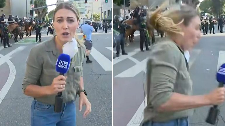 Los Angeles police have launched a formal investigation after one of its officers opened fire on an Australian reporter
