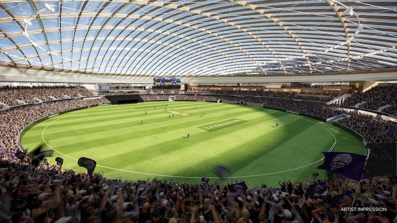 An artist's impression of the proposed stadium at Hobart's Macquarie Point.