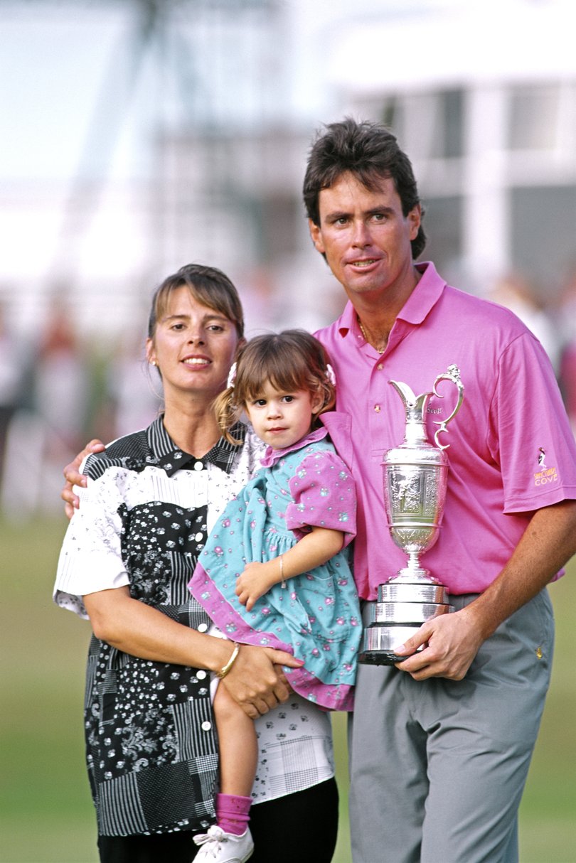 Ian Baker-Finch with wife Jennie Baker-Finch and daughter Hayley Baker-Finch. Ian Baker-Finch won his only major championship.