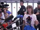 "We were kidnapped on international waters" and brought into Israel, Greta Thunberg says. (AP PHOTO)
